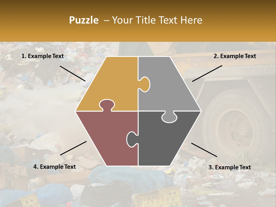 A Dump Truck Dumping Garbage Into A Pile PowerPoint Template