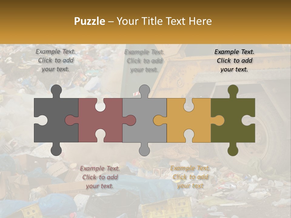 A Dump Truck Dumping Garbage Into A Pile PowerPoint Template