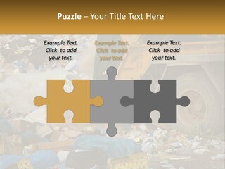 A Dump Truck Dumping Garbage Into A Pile PowerPoint Template