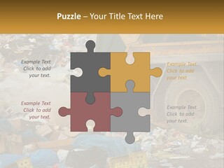 A Dump Truck Dumping Garbage Into A Pile PowerPoint Template