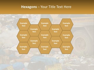 A Dump Truck Dumping Garbage Into A Pile PowerPoint Template