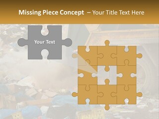 A Dump Truck Dumping Garbage Into A Pile PowerPoint Template