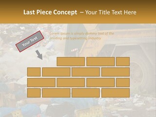 A Dump Truck Dumping Garbage Into A Pile PowerPoint Template