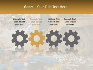 A Dump Truck Dumping Garbage Into A Pile PowerPoint Template