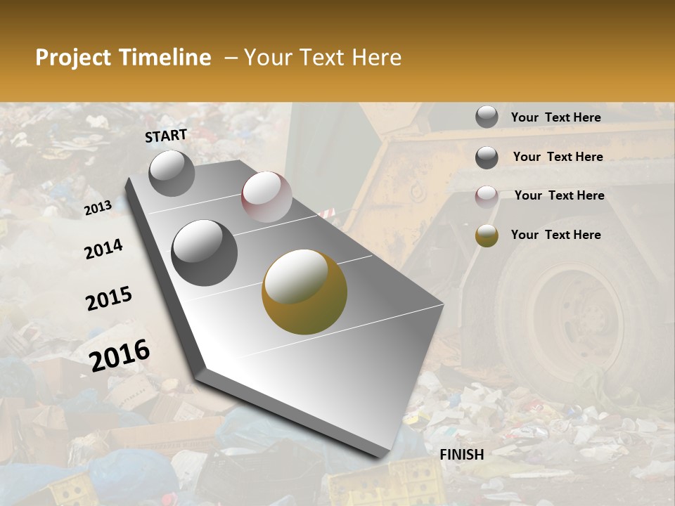 A Dump Truck Dumping Garbage Into A Pile PowerPoint Template