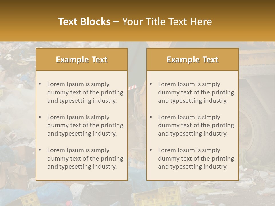 A Dump Truck Dumping Garbage Into A Pile PowerPoint Template