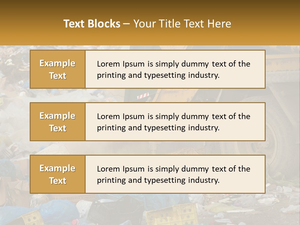 A Dump Truck Dumping Garbage Into A Pile PowerPoint Template