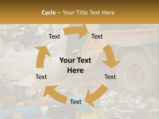 A Dump Truck Dumping Garbage Into A Pile PowerPoint Template