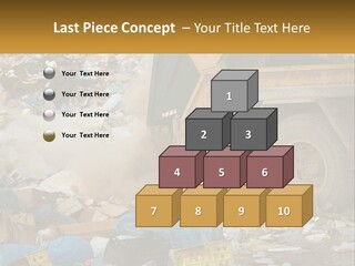 A Dump Truck Dumping Garbage Into A Pile PowerPoint Template