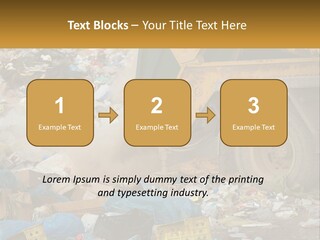 A Dump Truck Dumping Garbage Into A Pile PowerPoint Template