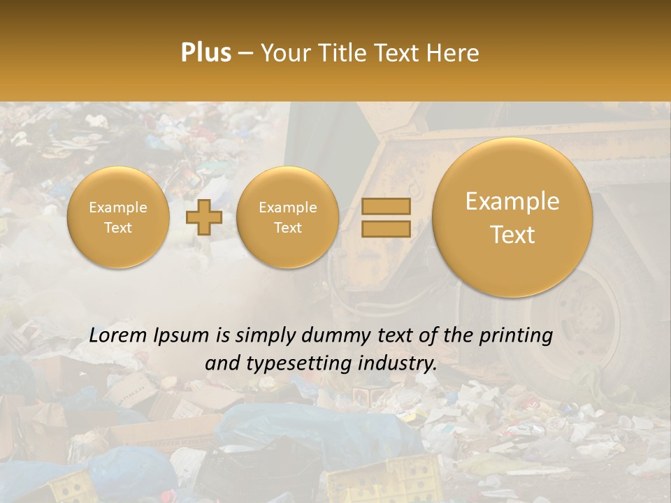 A Dump Truck Dumping Garbage Into A Pile PowerPoint Template