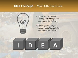 A Dump Truck Dumping Garbage Into A Pile PowerPoint Template