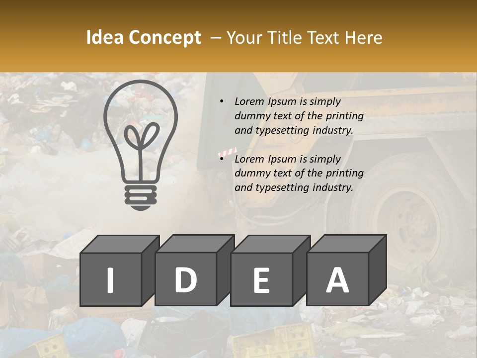 A Dump Truck Dumping Garbage Into A Pile PowerPoint Template