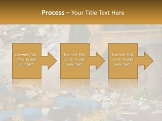 A Dump Truck Dumping Garbage Into A Pile PowerPoint Template