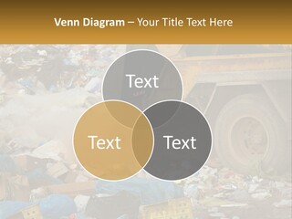 A Dump Truck Dumping Garbage Into A Pile PowerPoint Template