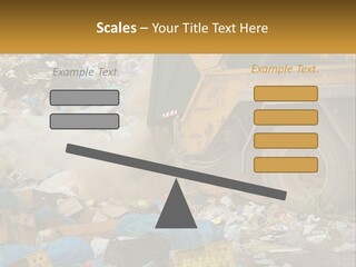 A Dump Truck Dumping Garbage Into A Pile PowerPoint Template