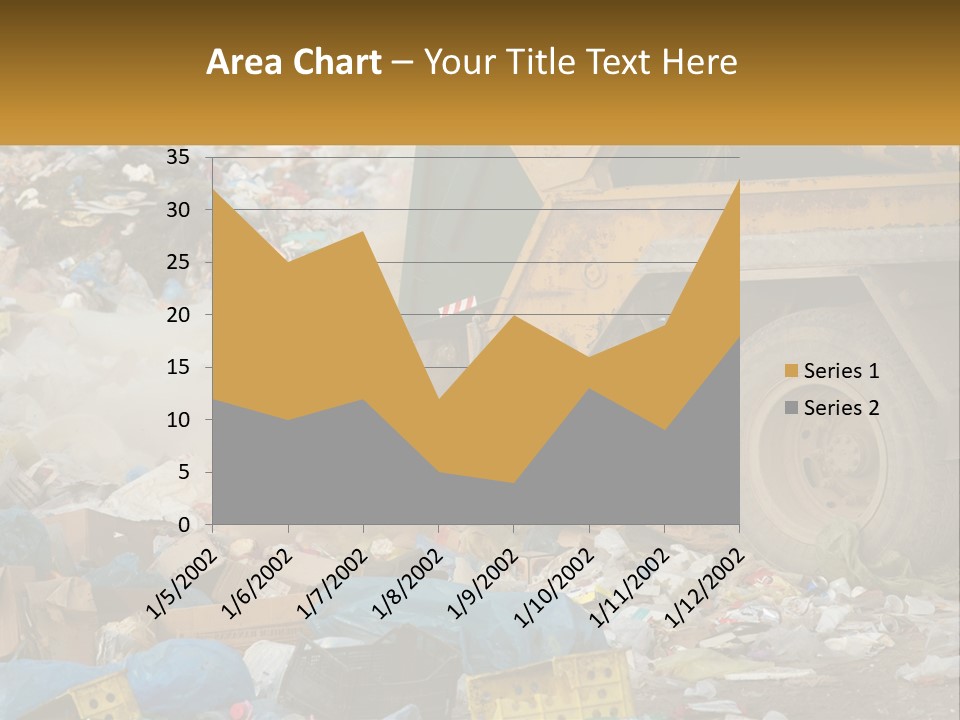 A Dump Truck Dumping Garbage Into A Pile PowerPoint Template