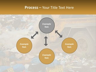 A Dump Truck Dumping Garbage Into A Pile PowerPoint Template