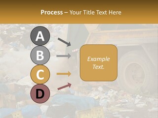 A Dump Truck Dumping Garbage Into A Pile PowerPoint Template
