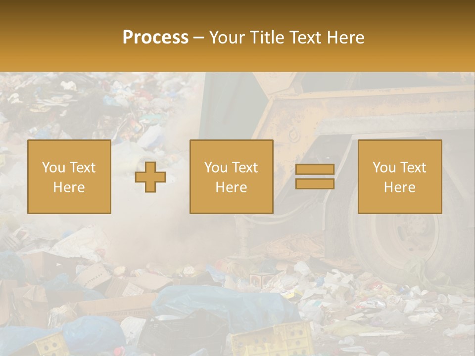 A Dump Truck Dumping Garbage Into A Pile PowerPoint Template