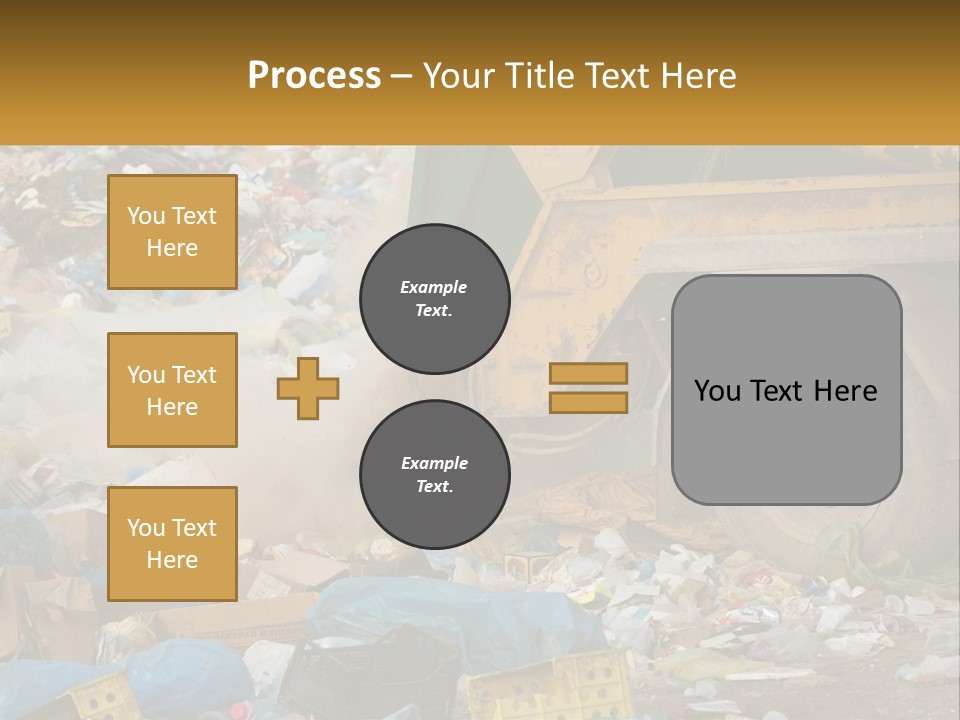 A Dump Truck Dumping Garbage Into A Pile PowerPoint Template
