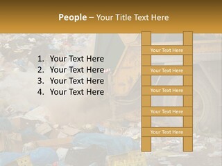 A Dump Truck Dumping Garbage Into A Pile PowerPoint Template