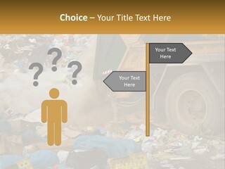 A Dump Truck Dumping Garbage Into A Pile PowerPoint Template