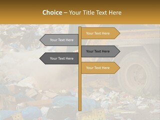 A Dump Truck Dumping Garbage Into A Pile PowerPoint Template