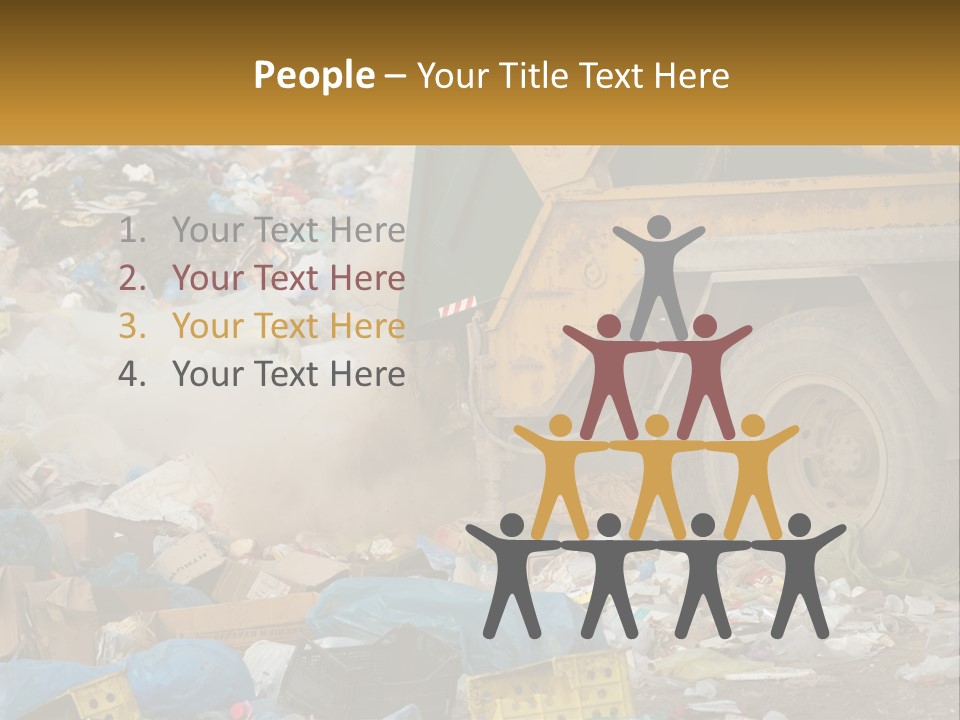 A Dump Truck Dumping Garbage Into A Pile PowerPoint Template