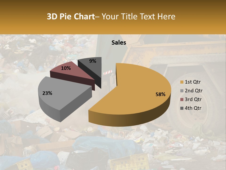 A Dump Truck Dumping Garbage Into A Pile PowerPoint Template
