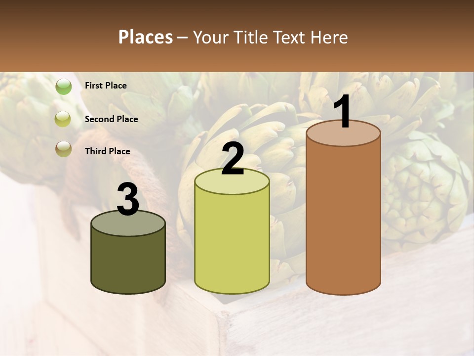 A Bunch Of Green Artichokes In A Wooden Box PowerPoint Template