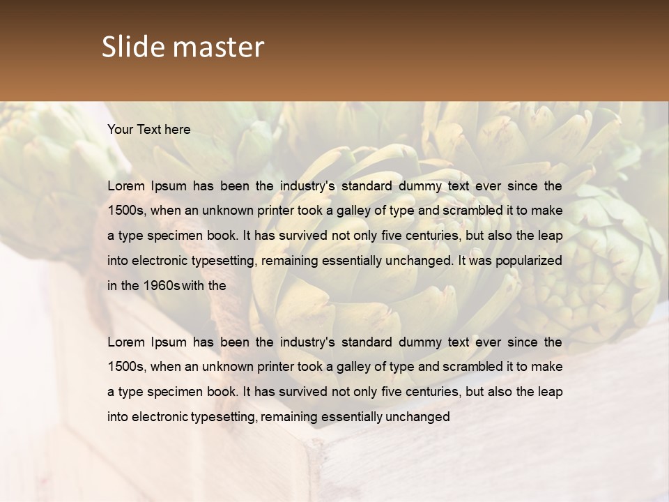 A Bunch Of Green Artichokes In A Wooden Box PowerPoint Template