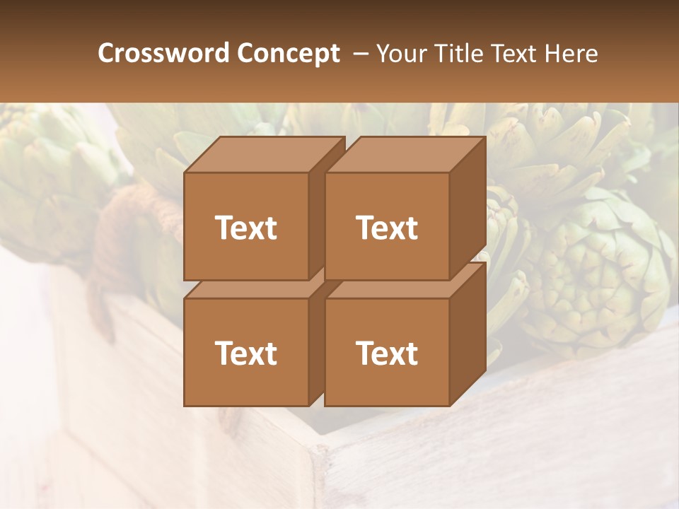 A Bunch Of Green Artichokes In A Wooden Box PowerPoint Template