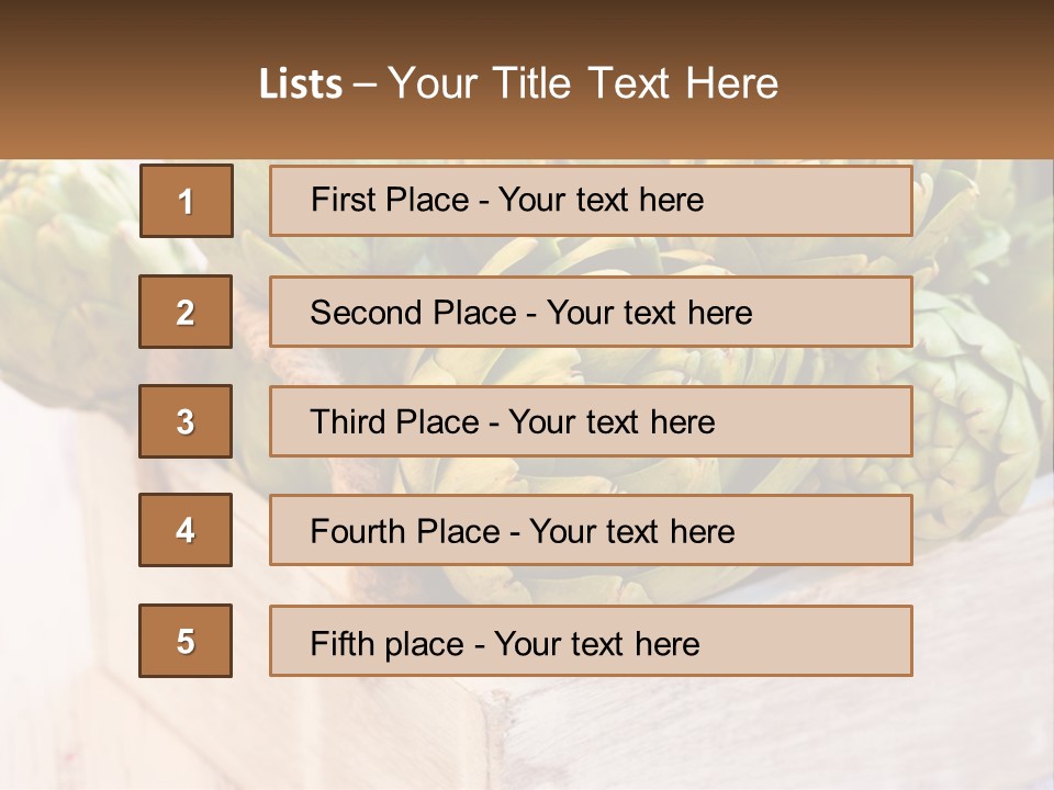 A Bunch Of Green Artichokes In A Wooden Box PowerPoint Template