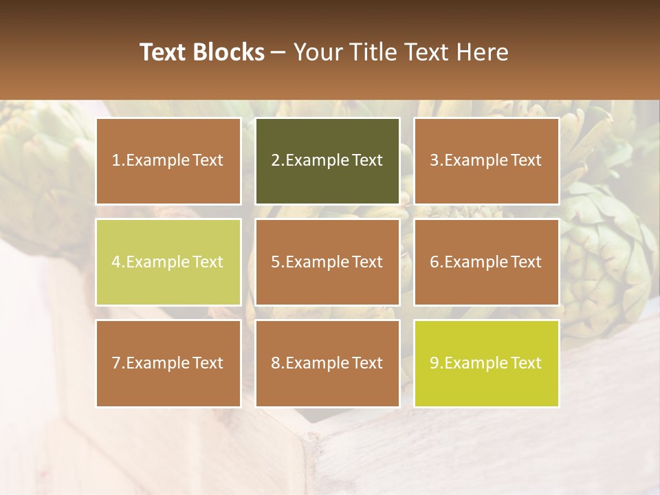 A Bunch Of Green Artichokes In A Wooden Box PowerPoint Template