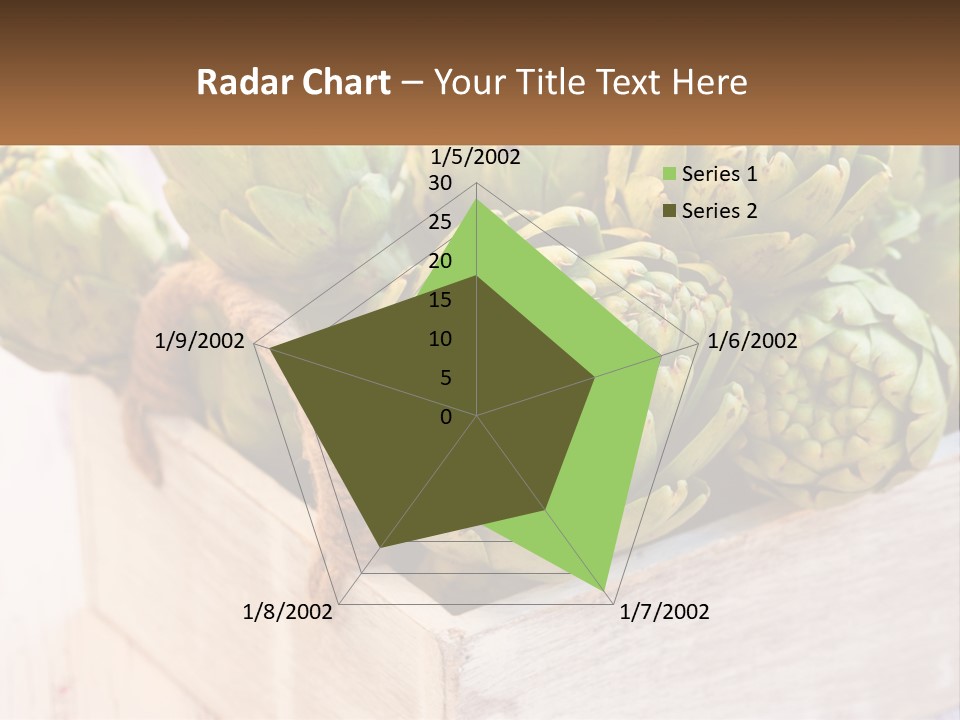 A Bunch Of Green Artichokes In A Wooden Box PowerPoint Template