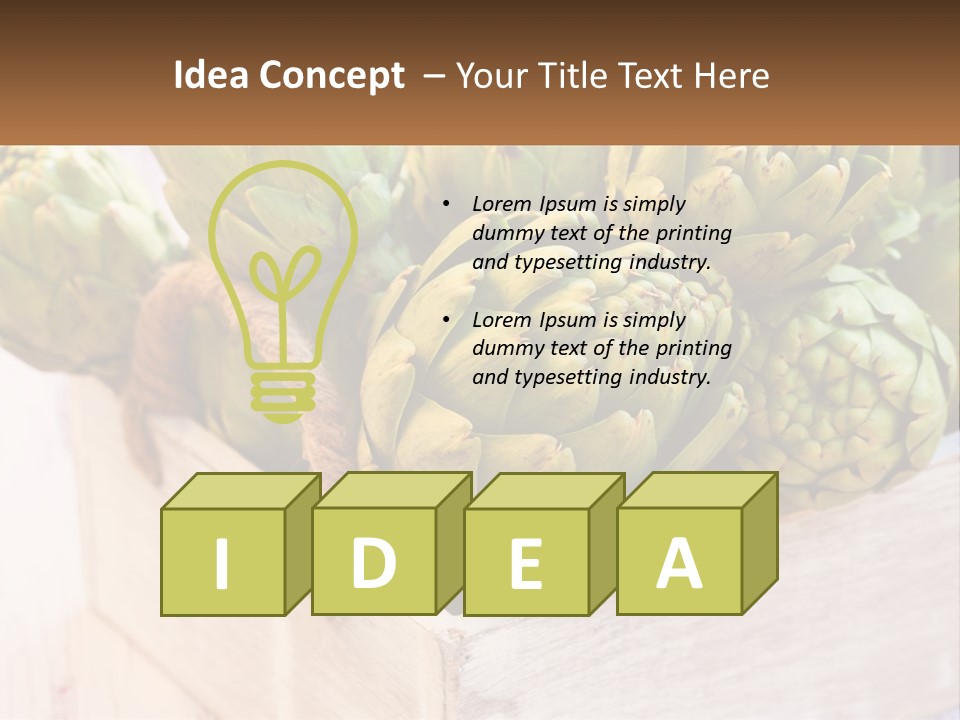 A Bunch Of Green Artichokes In A Wooden Box PowerPoint Template