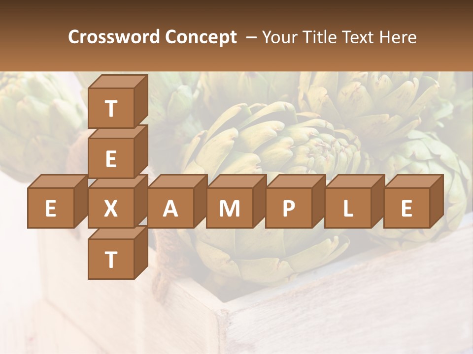 A Bunch Of Green Artichokes In A Wooden Box PowerPoint Template