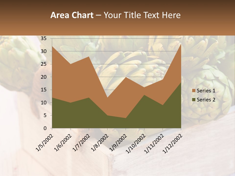 A Bunch Of Green Artichokes In A Wooden Box PowerPoint Template