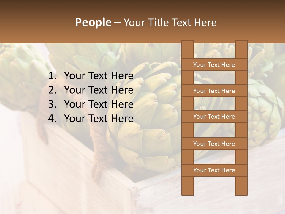 A Bunch Of Green Artichokes In A Wooden Box PowerPoint Template