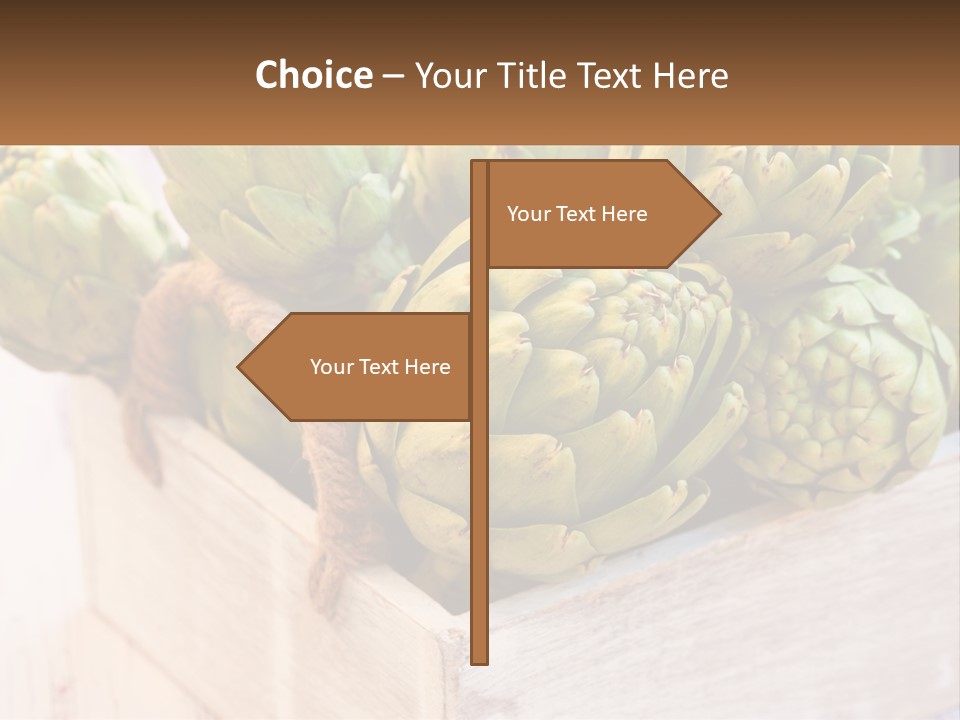 A Bunch Of Green Artichokes In A Wooden Box PowerPoint Template
