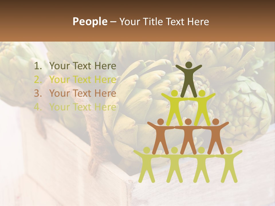A Bunch Of Green Artichokes In A Wooden Box PowerPoint Template