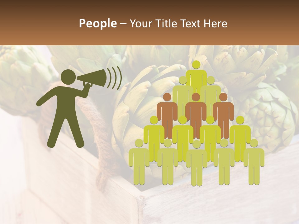A Bunch Of Green Artichokes In A Wooden Box PowerPoint Template
