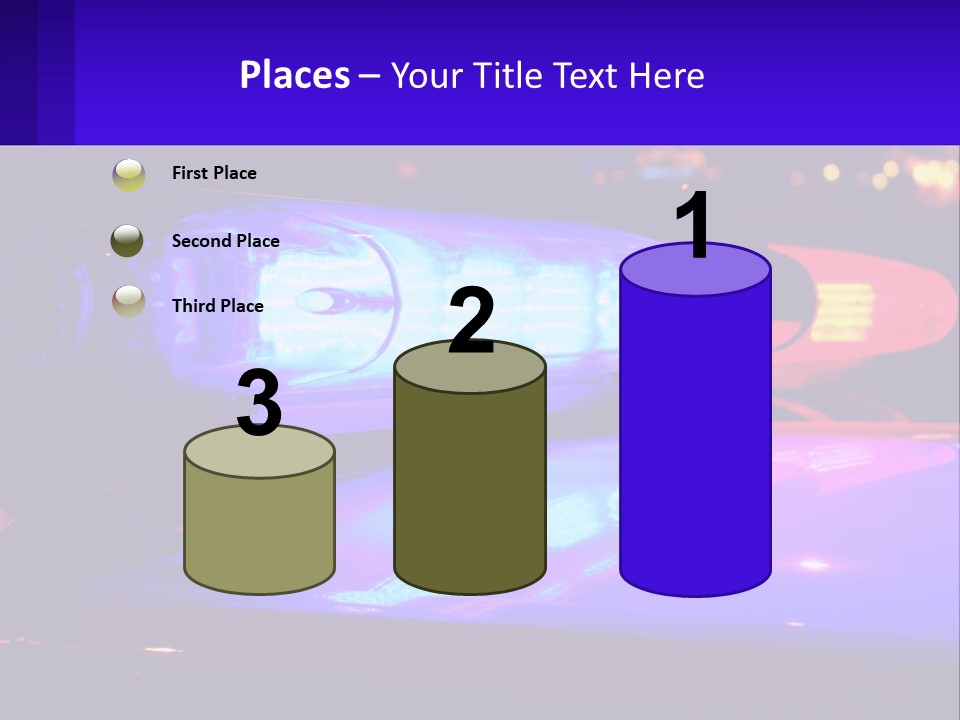 A Police Car With Its Lights On At Night PowerPoint Template