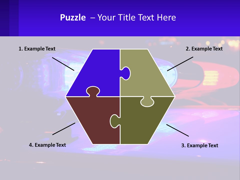 A Police Car With Its Lights On At Night PowerPoint Template