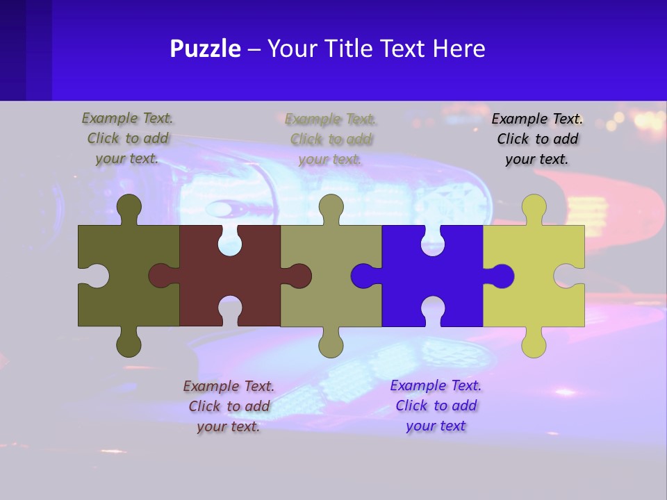 A Police Car With Its Lights On At Night PowerPoint Template