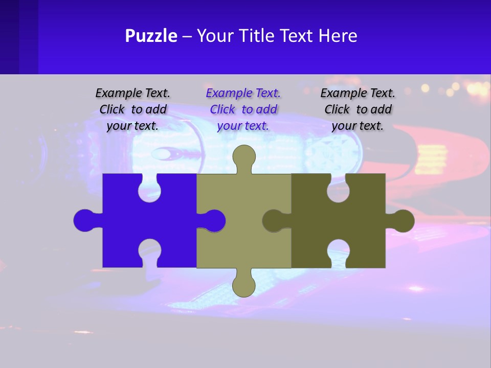 A Police Car With Its Lights On At Night PowerPoint Template