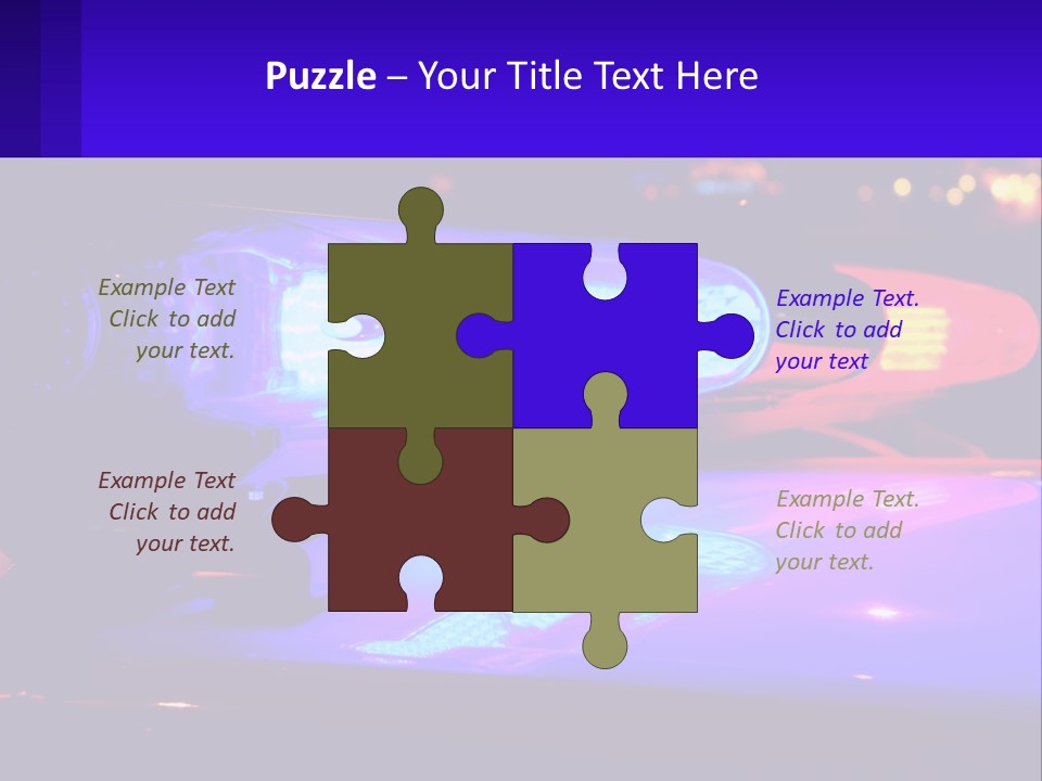 A Police Car With Its Lights On At Night PowerPoint Template