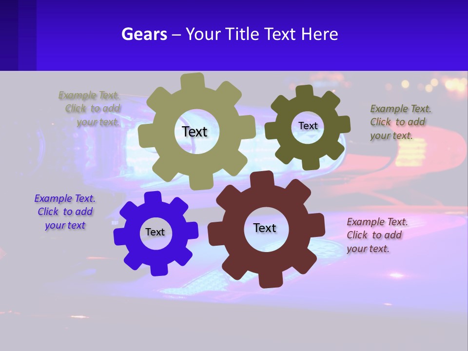 A Police Car With Its Lights On At Night PowerPoint Template