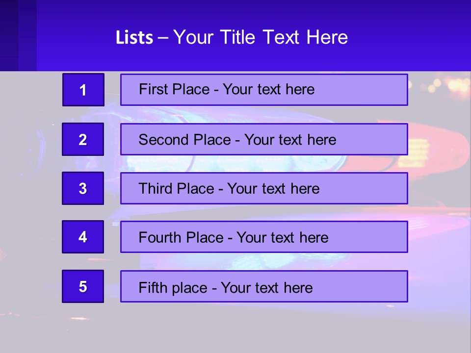 A Police Car With Its Lights On At Night PowerPoint Template